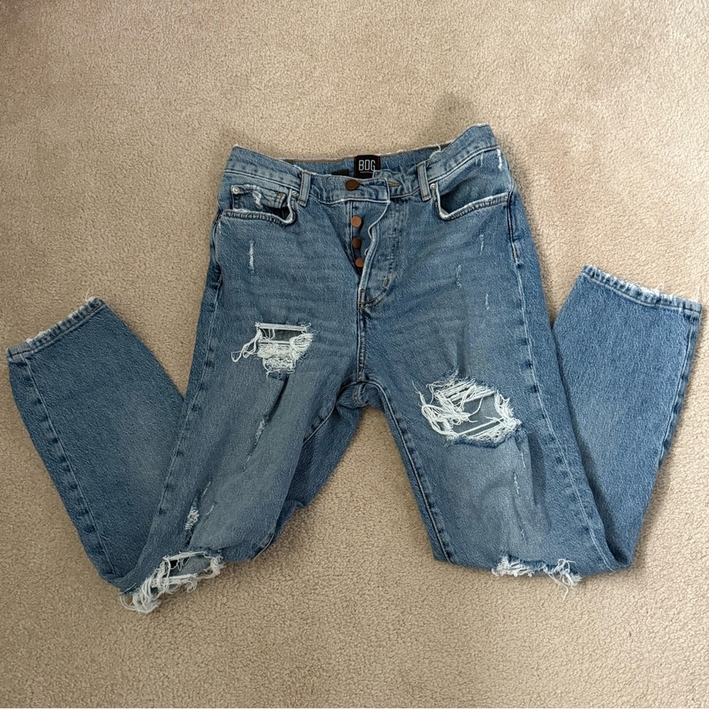 BDG Blue Boyfriend Jeans Distressed Style